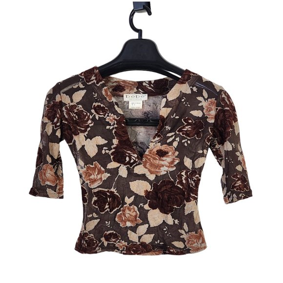 Bebe Moda Velvet and Sheer Vintage Top - Picture 1 of 7